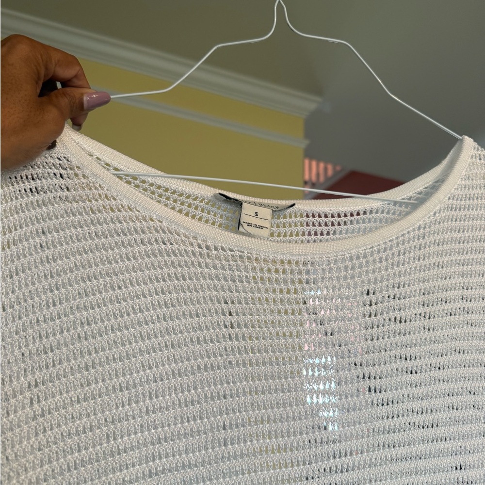 White House Black Market Women’s Cream color mesh Tunic w/mini scoop neck size S - Picture 14 of 16